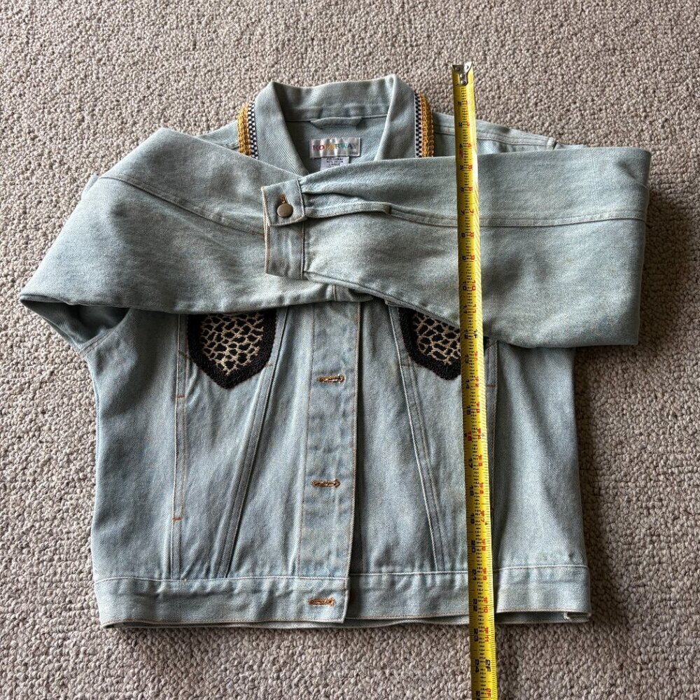 Vintage Kolorway Embellished Denim Jacket Animal Embroidery Boho L Animal Print - Picture 10 of 10
